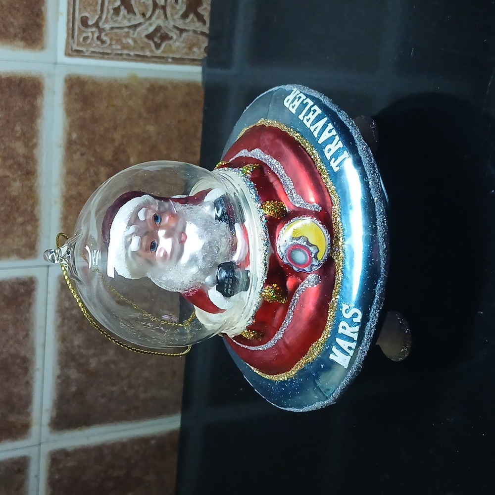 Santa in Mars Spaceship Ornament